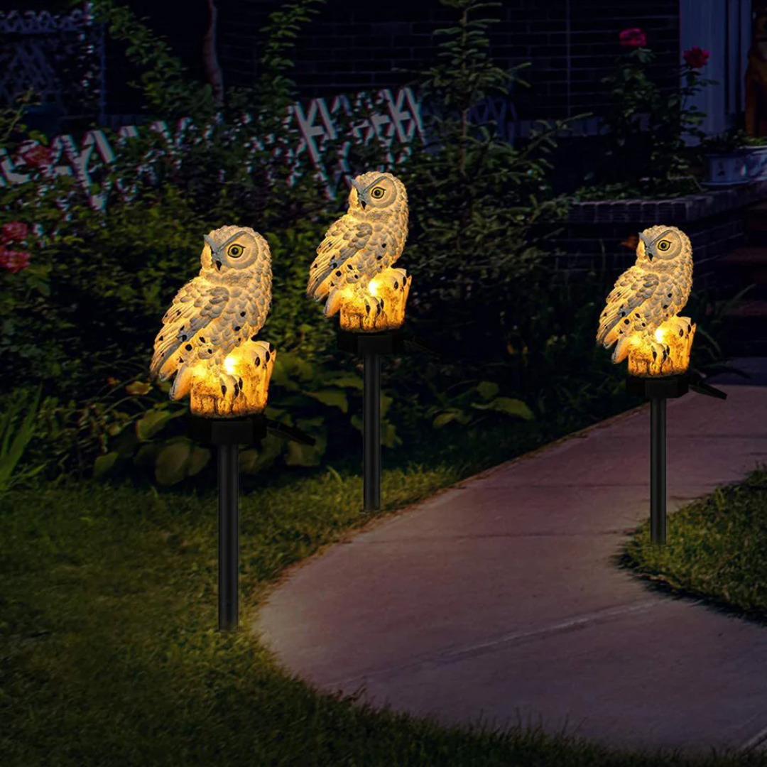 Solar Owl Outdoor Garden Lamp